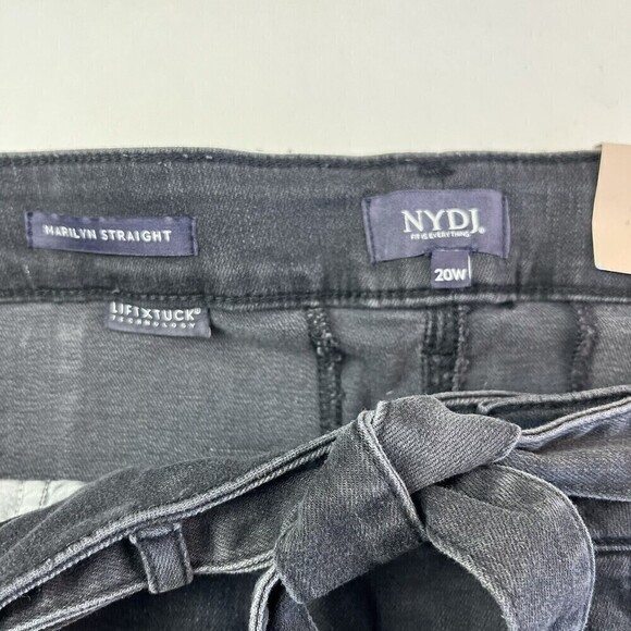 NYDJ Columbia Marilyn Tie Waist Straight Leg Pants Jeans Gray Stretch Size 20W - Picture 11 of 14
